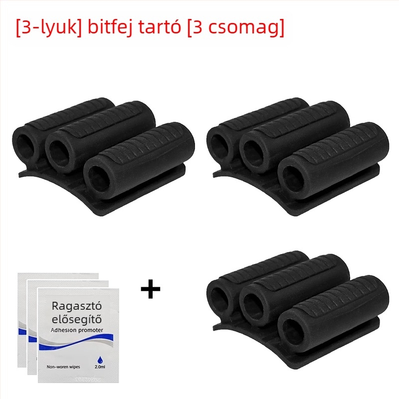 Csavarhúzó bit tartó 3M ragasztóval, 3- vagy 4 lyukú bit rendező, gyors kioldó klipek, szénacél