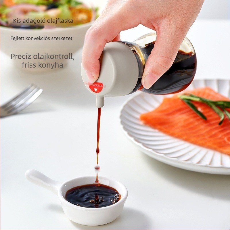 Japán stílusú üveges szója- és ecetadagoló kontrollált áramlással – modern minimalistikus konyhai üveg