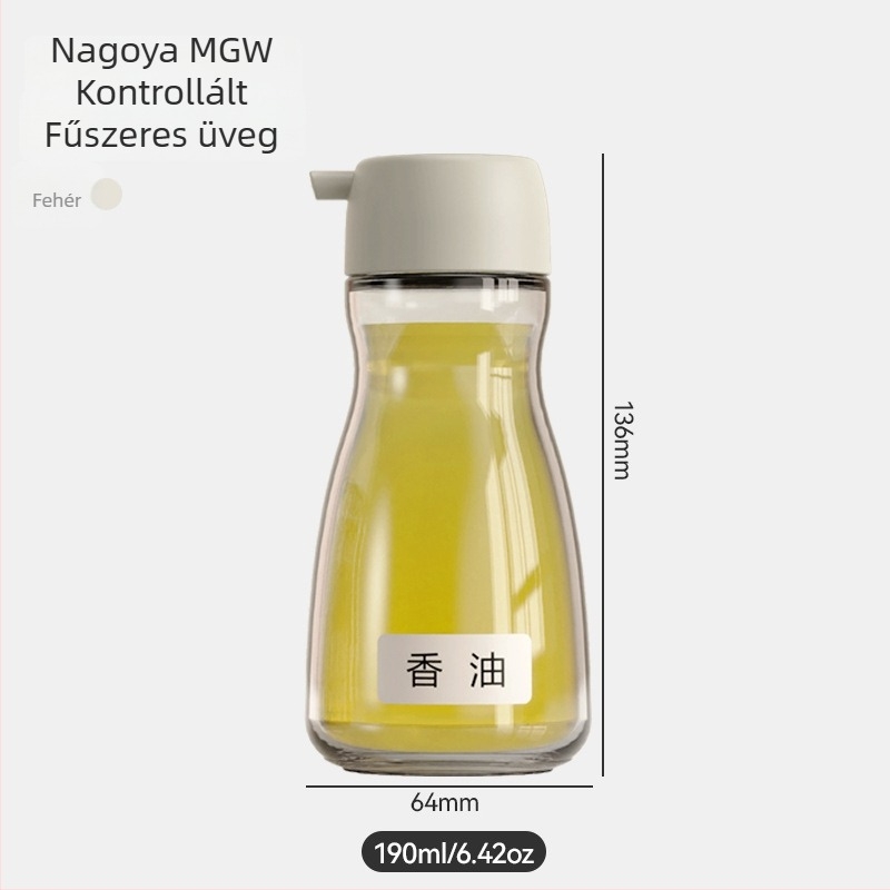 Japán stílusú üveges szója- és ecetadagoló kontrollált áramlással – modern minimalistikus konyhai üveg