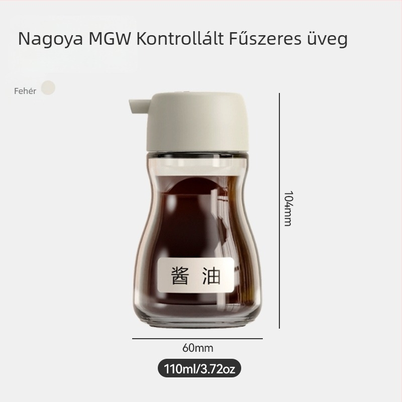 Japán stílusú üveges szója- és ecetadagoló kontrollált áramlással – modern minimalistikus konyhai üveg