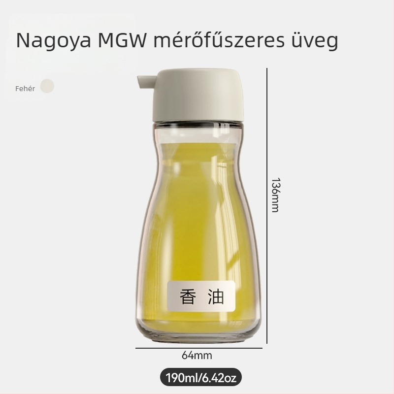 Japán stílusú üveges szója- és ecetadagoló kontrollált áramlással – modern minimalistikus konyhai üveg