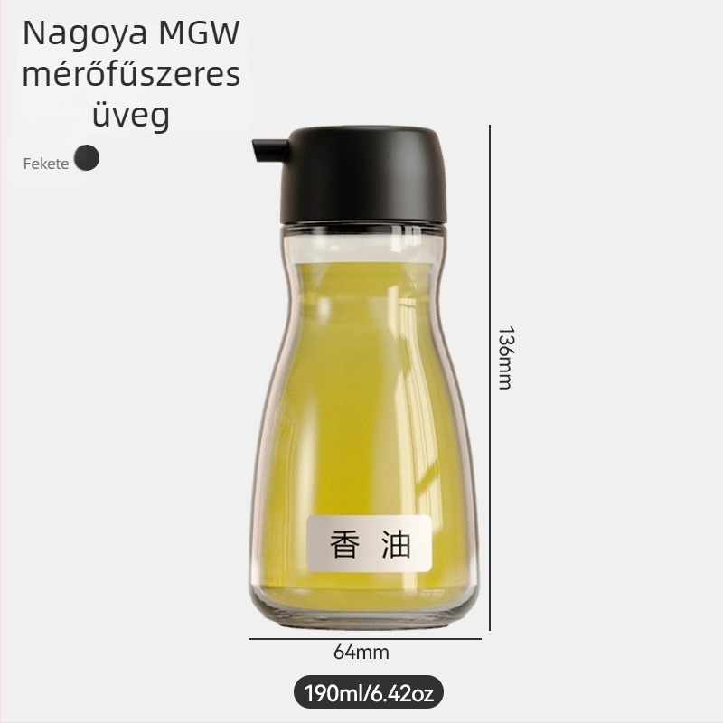 Japán stílusú üveges szója- és ecetadagoló kontrollált áramlással – modern minimalistikus konyhai üveg