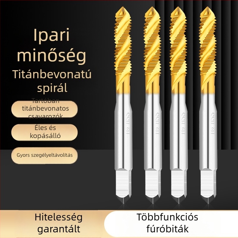 Spirálisan HSS menetfúró, titan bevonattal, metrikus nemzeti szabvány, géphez való menet