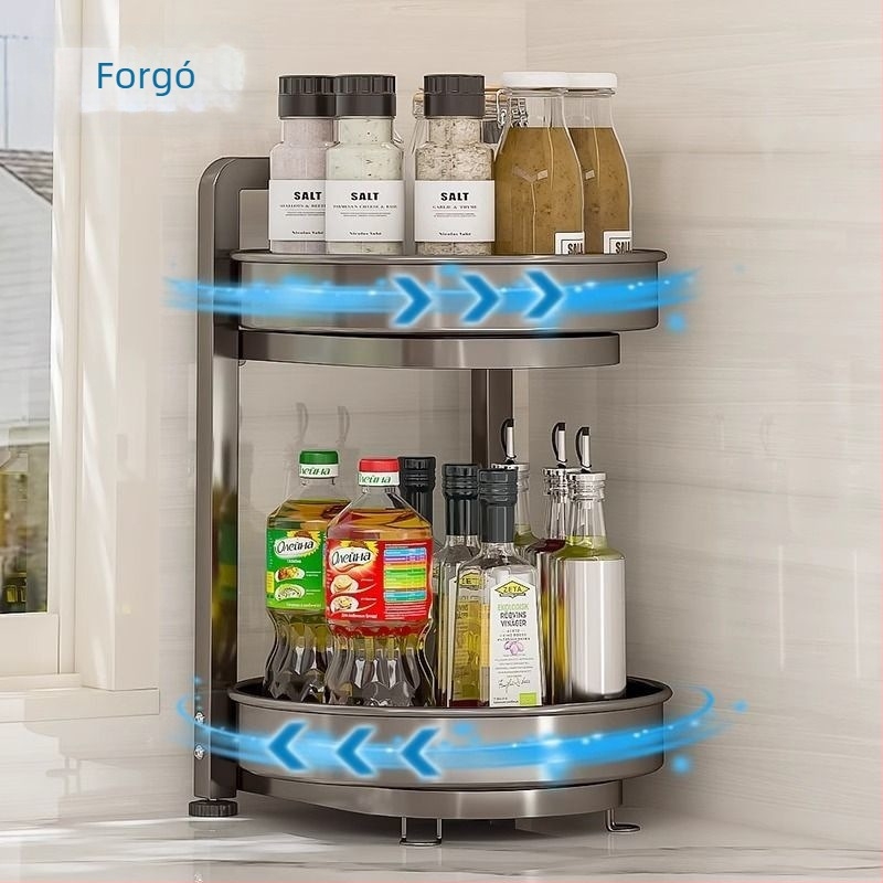 Forgó fűszertartó állvány, szénacélból készült, többfunkciós, mozgatható, telepítés nélkül