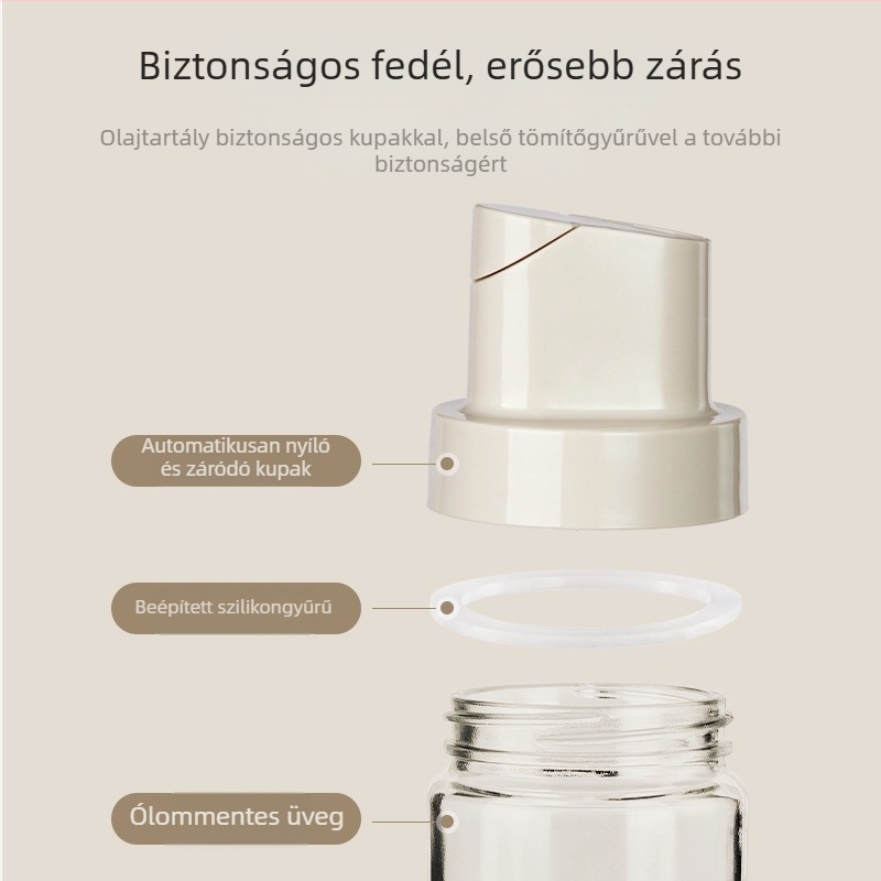Olajtartó kanna Acceleration márkától, üvegből, nyomtatott logóval, automatikus nyitás és zárás, modern minimalista stílus