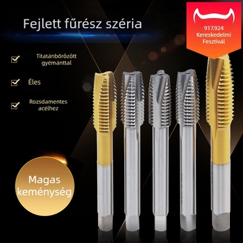 Titánium-bevonatú kobalttartalmú HSS menetmetszők gépi csavarokhoz, márka YIZE, tömeg 0,2 kg, minimális csomagolás 10 darab