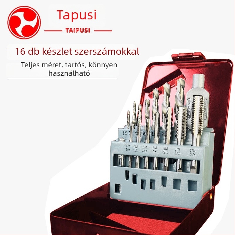 Tapus 16 darabos menetfúró készlet — precíziós menetfúrók