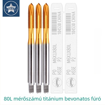 Gépi használatú menetmetsző kobalt bevonatú titán felülettel, rozsdamentes acélból, különleges heg