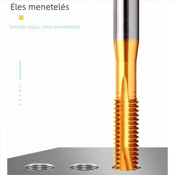 Gépi használatú menetmetsző kobalt bevonatú titán felülettel, rozsdamentes acélból, különleges heg