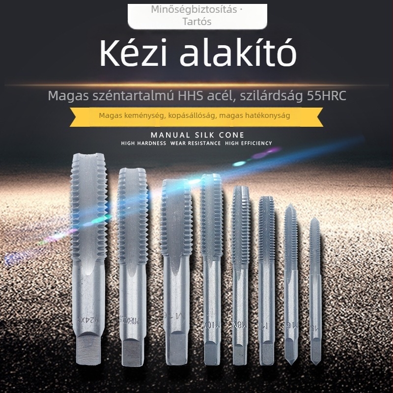 Hand taps set, metric coarse-thread, straight-flute, M3–M12, hardened and ground for through-hole tapping