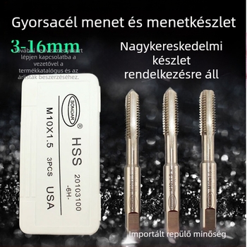 SOMDAR három darabos kézi menetkészlet, gyorsacélból, rozsdamentes acélhoz