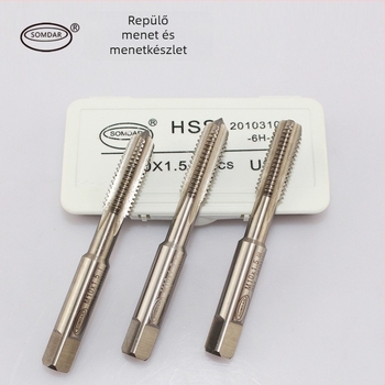 SOMDAR három darabos kézi menetkészlet, gyorsacélból, rozsdamentes acélhoz