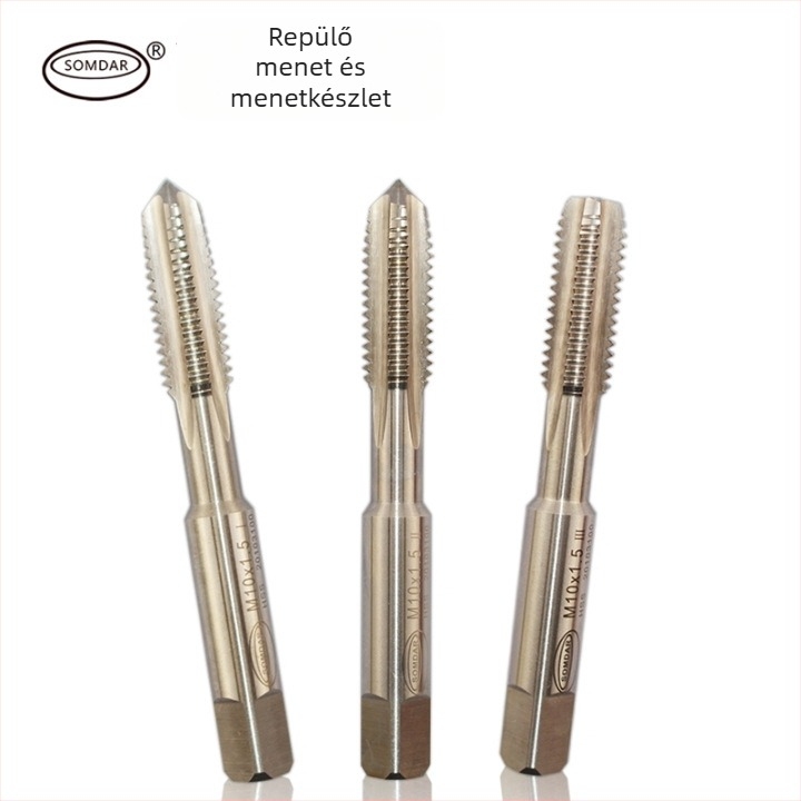SOMDAR három darabos kézi menetkészlet, gyorsacélból, rozsdamentes acélhoz