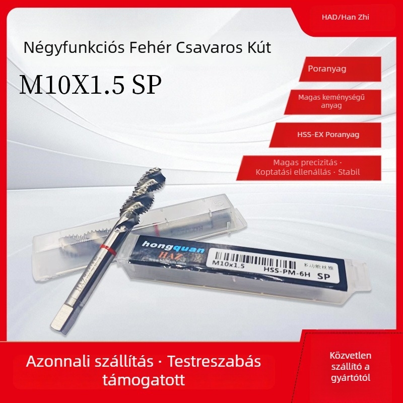 Haz Hanzhi spirális por típusú taps, formátum metrikus, 55° hengeres csőmenet, High-Speed Steel, Broaching, Menet hossz ≈30 mm, Kompatibilis maró géppel