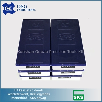 OSG kézi menetfúrókészlet, 3 darabos, egyenes barázdájú, SKS anyag, durva menet, JIS3 pontosság