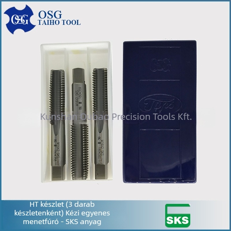 OSG kézi menetfúrókészlet, 3 darabos, egyenes barázdájú, SKS anyag, durva menet, JIS3 pontosság