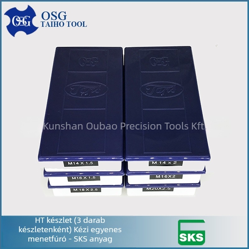 OSG kézi menetfúrókészlet, 3 darabos, egyenes barázdájú, SKS anyag, durva menet, JIS3 pontosság