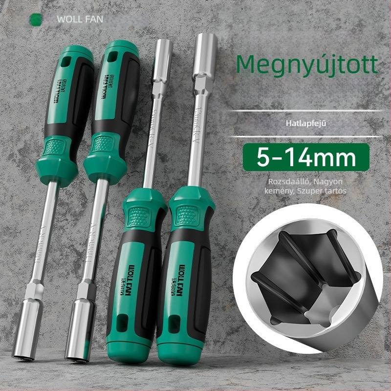 Walfan hatszögletű csavarhúzó készlet hosszabbított tárcsás készlet – króm-vanádium acél, 0,3 kg, teljes készlet, tartalmaz anyákkal készült tényezőket