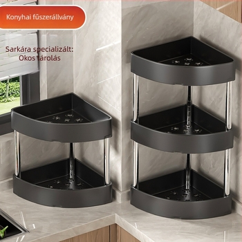 Konyhai sarokfalra szerelhető tároló — többszörös felhasználású, szénacél, modern egyszerű stílus, 2015 őszén debütált