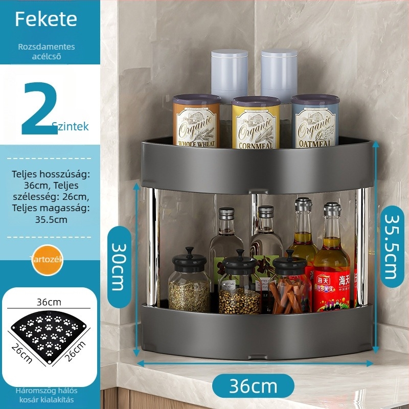 Konyhai sarokfalra szerelhető tároló — többszörös felhasználású, szénacél, modern egyszerű stílus, 2015 őszén debütált