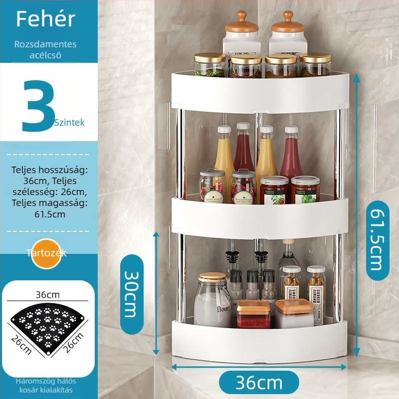 Konyhai sarokfalra szerelhető tároló — többszörös felhasználású, szénacél, modern egyszerű stílus, 2015 őszén debütált