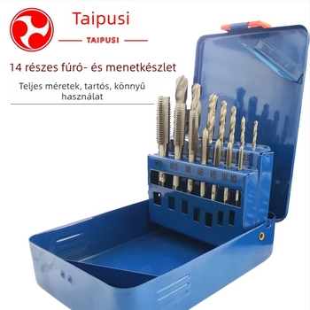 Tapus 14-darabos menetfúró készlet, HSS és ötvözött acélból