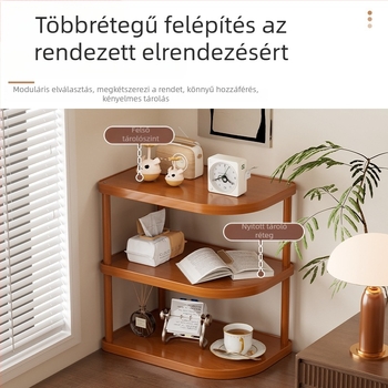 Háromszög alakú sarok konyhai polc, padlón álló, bambuszból, többszintes, többfunkciós