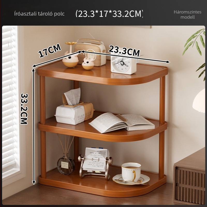 Háromszög alakú sarok konyhai polc, padlón álló, bambuszból, többszintes, többfunkciós