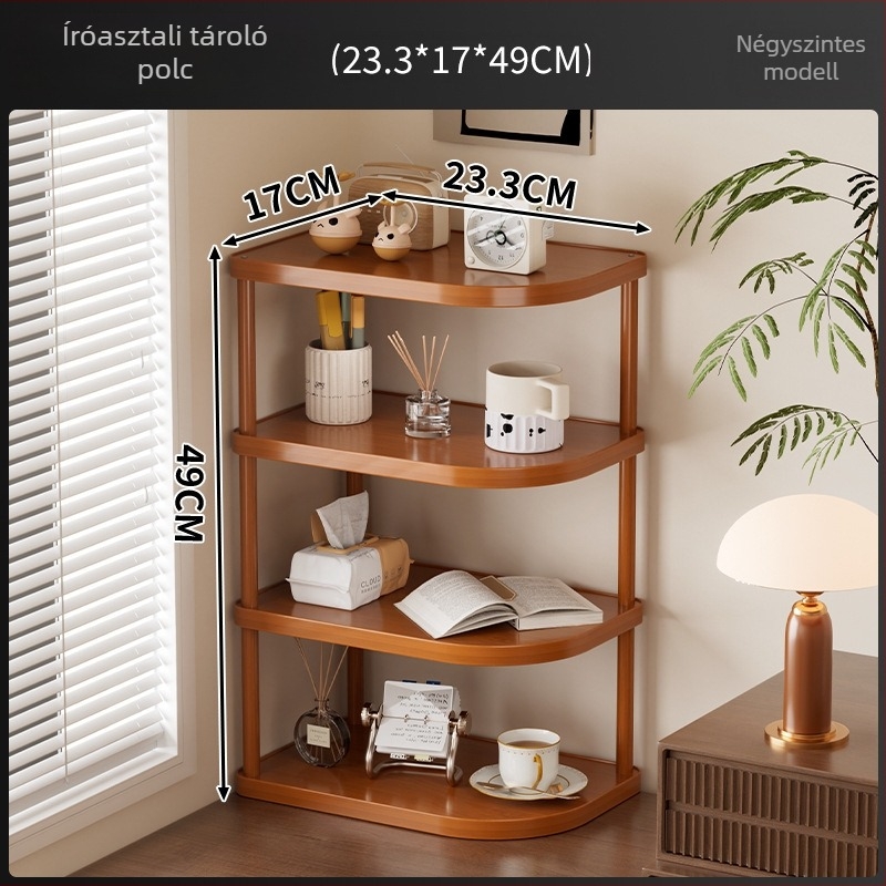 Háromszög alakú sarok konyhai polc, padlón álló, bambuszból, többszintes, többfunkciós