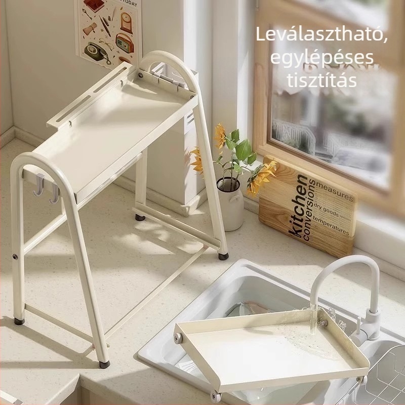 Konyhai fűszeres polc kihúzható tárolóval – szénacélból, fúrás nélkül, többszintű rendező, sótartó — Fengtuo