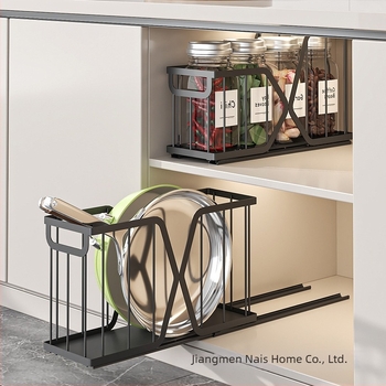 Összecsukható konyhaszekrény-Organizer acéldrótból, kihúzható kosár, fióktípusú dizájn, modern letisztult stílus