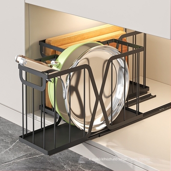 Összecsukható konyhaszekrény-Organizer acéldrótból, kihúzható kosár, fióktípusú dizájn, modern letisztult stílus