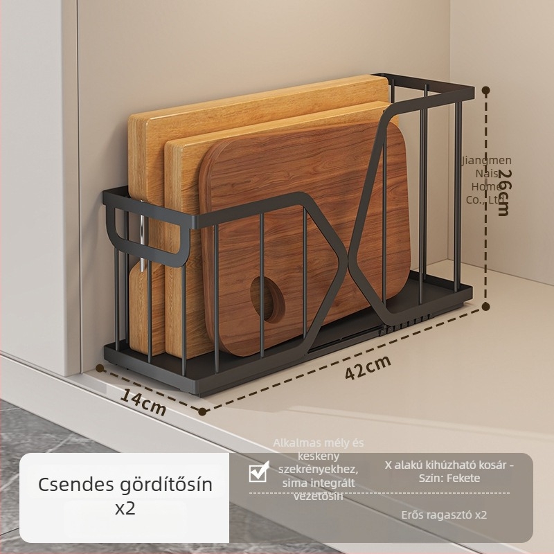 Összecsukható konyhaszekrény-Organizer acéldrótból, kihúzható kosár, fióktípusú dizájn, modern letisztult stílus