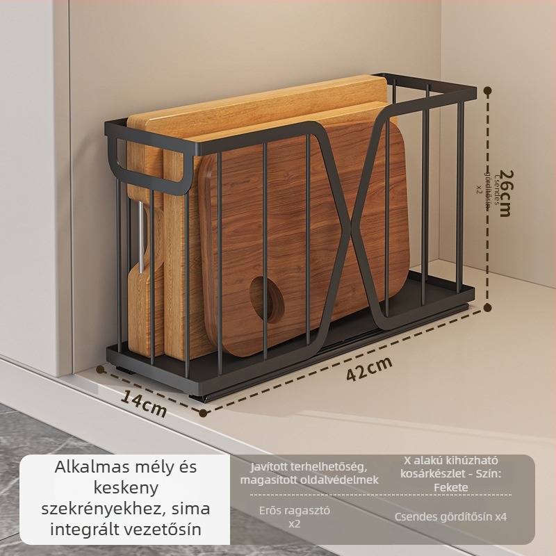 Összecsukható konyhaszekrény-Organizer acéldrótból, kihúzható kosár, fióktípusú dizájn, modern letisztult stílus