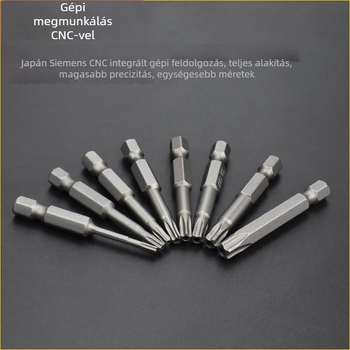 Magnetes csavarhúzó bit, S2 ötvözet acélból, Plum Blossom fej, 3-10 mm, TT8-TT40