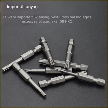 Magnetes csavarhúzó bit, S2 ötvözet acélból, Plum Blossom fej, 3-10 mm, TT8-TT40