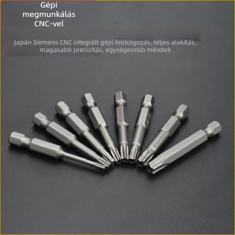 Magnetes csavarhúzó bit, S2 ötvözet acélból, Plum Blossom fej, 3-10 mm, TT8-TT40