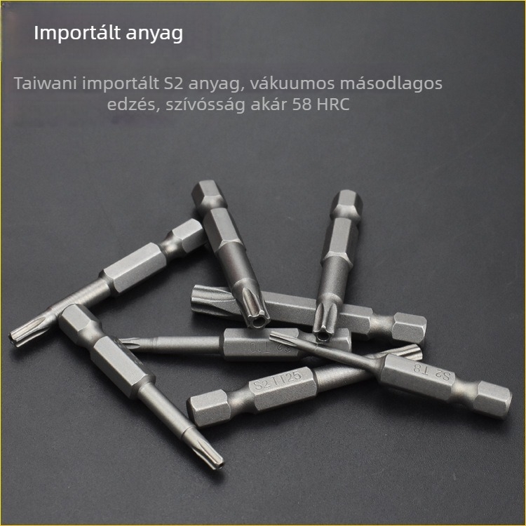 Magnetes csavarhúzó bit, S2 ötvözet acélból, Plum Blossom fej, 3-10 mm, TT8-TT40