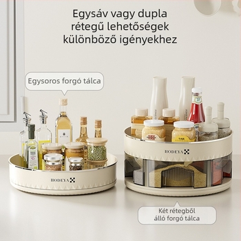 360°-os forgó asztali fűszertartó, dupla szinttel, műanyagból