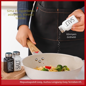 Longjiang üveg fűszeres tartály szilárd fűszerekhez, logónyomás elérhető, testreszabás, prémium minőség