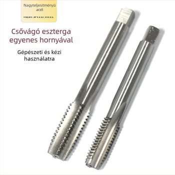 Gépi menetmetszők gyorsacélból, egyenes horny, durva menet, belső forgácselhárítás, metrikus méretek M3×0.5–M12×1.75