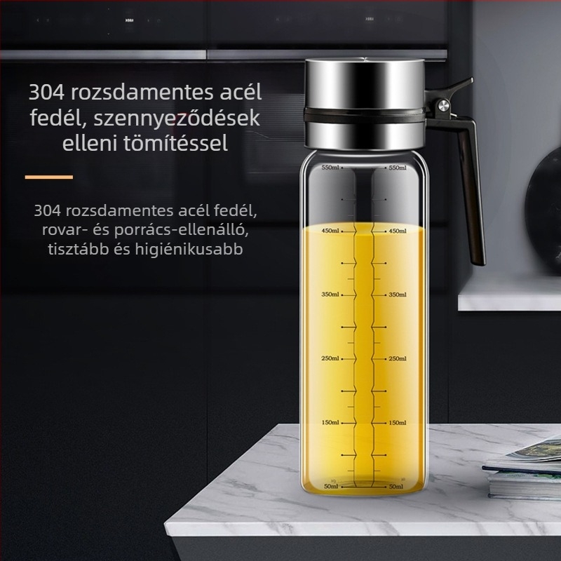 Üveg olajtartó edény, szivárgásmentes, konyhára, élelmiszer-minőség, modern minimalist design