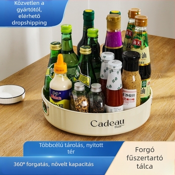 Forgó fűszerállvány a konyhapultra – műanyag, szerelés nélkül, só- és szójaszósz üvegekhez, forgó tároló doboz