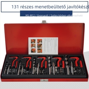 131 darabos kézi menetjavító készlet gyújtógyertya menetéhez, karbid, metrikus formátum