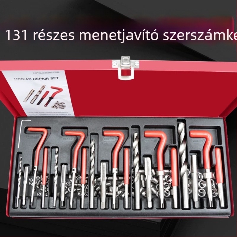 131 darabos kézi menetjavító készlet gyújtógyertya menetéhez, karbid, metrikus formátum