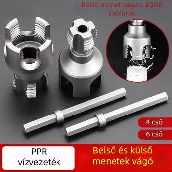 Ön-működtetésű PPR csőmenet-készlet — belső és külső menetek, integrált tap and die