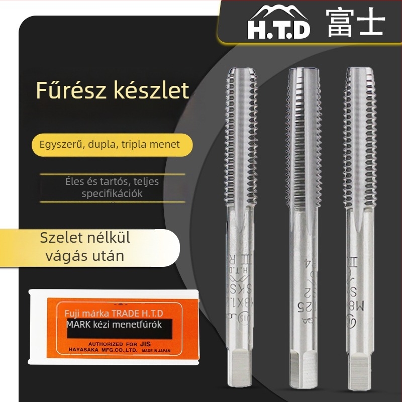 Fuji kézi menetfúró készlet, 3 darabos, HTD, metrikus, egyenes menetes