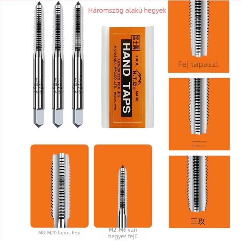 Fuji kézi menetfúró készlet, 3 darabos, HTD, metrikus, egyenes menetes