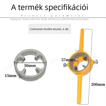 6 részes PVC cső menetkészlet, műanyag die-ekkel az egyszerű menethez