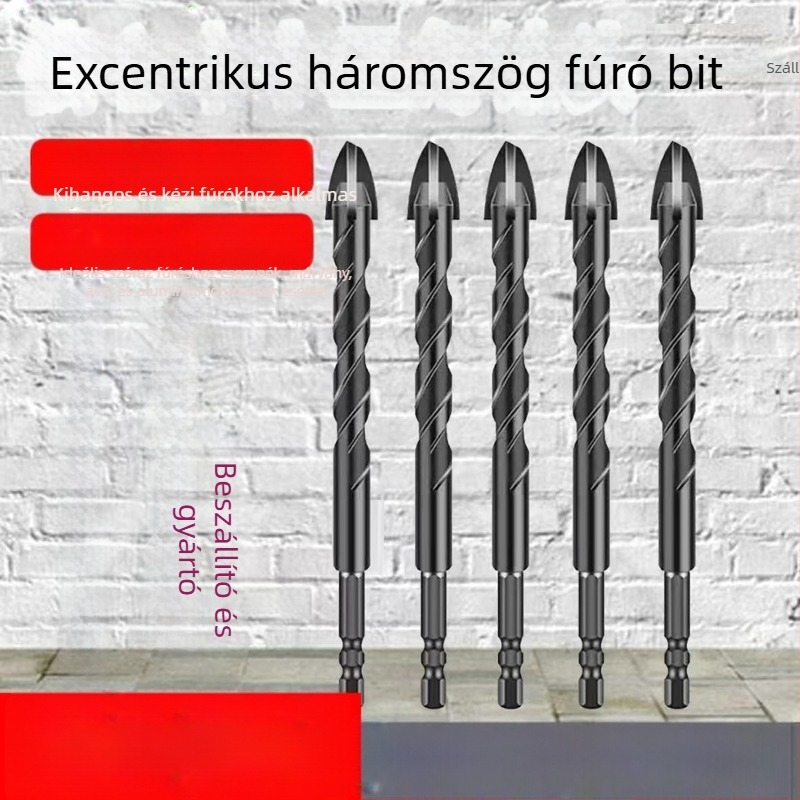 Keresztezett excentrikus fúró, wolfrám ötvözet, négyélű, üveghez, kerámia csempékhez és falakhoz